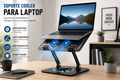 Soporte Cooler Ajustable para Laptop con Ventilación Dual y Base 360°
